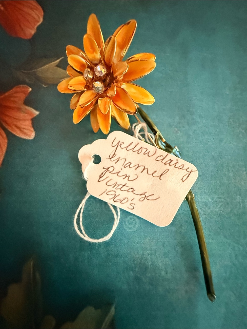 Yellow Enamel Daisy Flower Pin